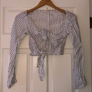 Black and white crop top with front ties